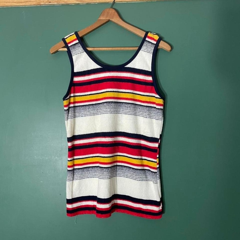 Vintage 1990s Esprit multicoloured striped terry cloth tank top